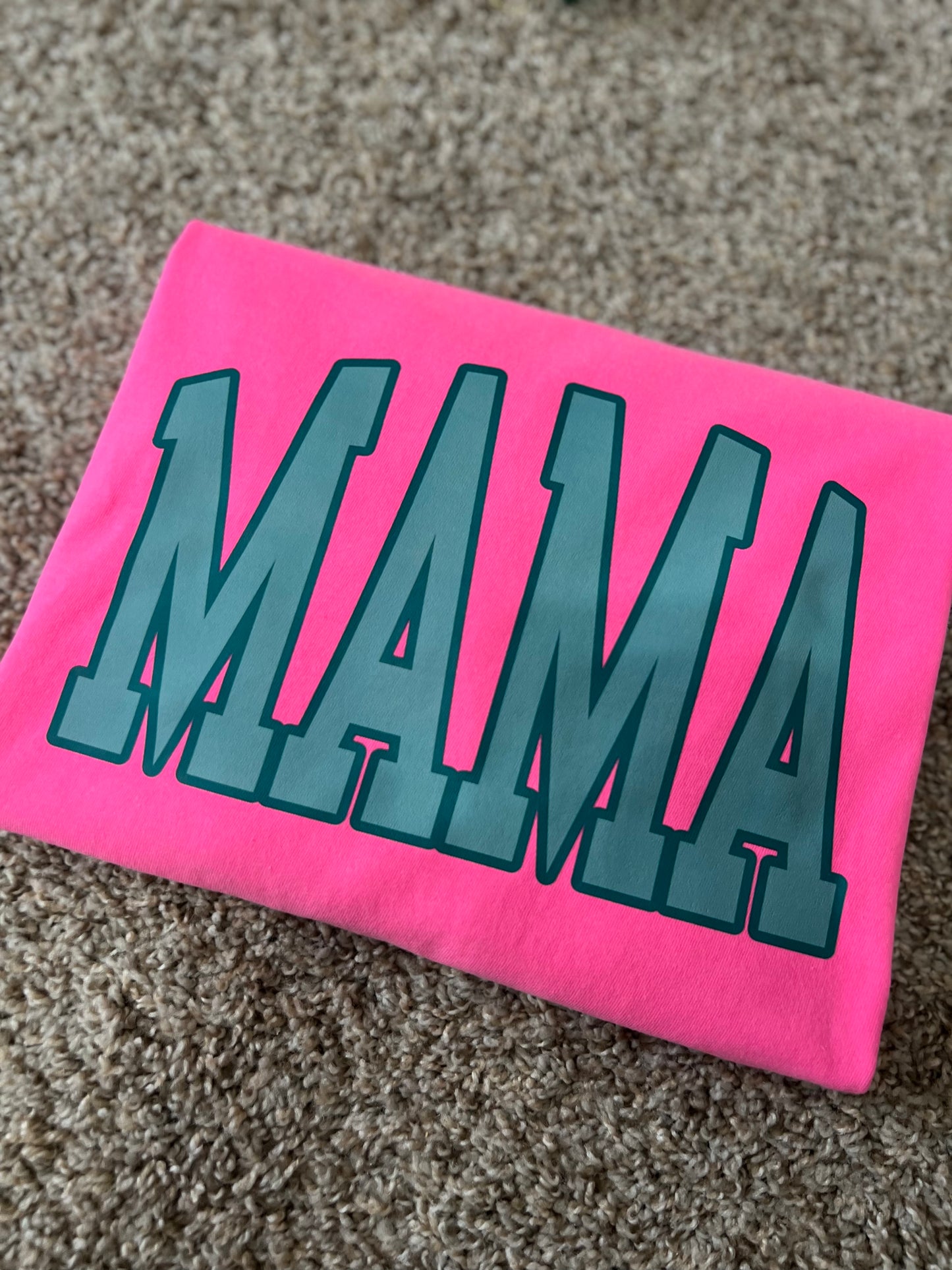 Comfort Colors Neon Pink Green Mama Tshirt