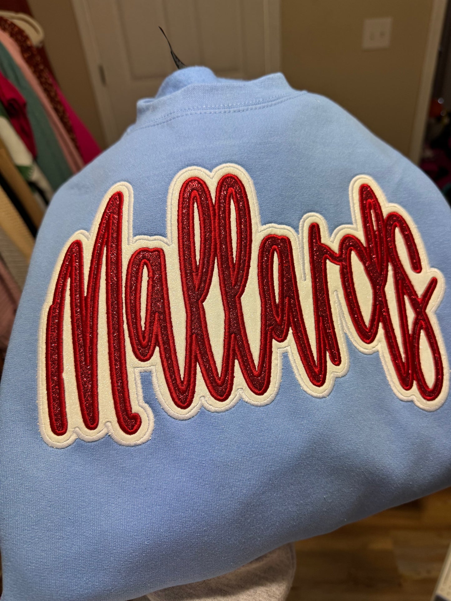 Double Glitter Appliqué Mallards Crewneck Only
