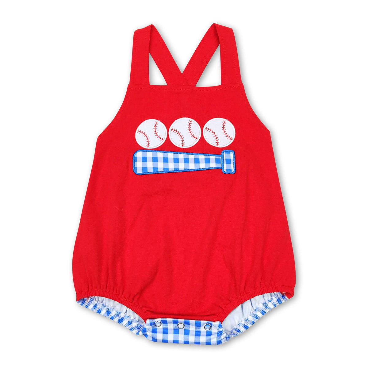 Red baseball shirt plaid shorts kids boys outfits