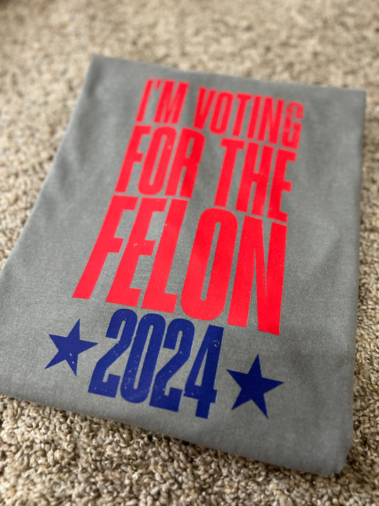 Comfort Colors Gray Voting Felon Tshirt