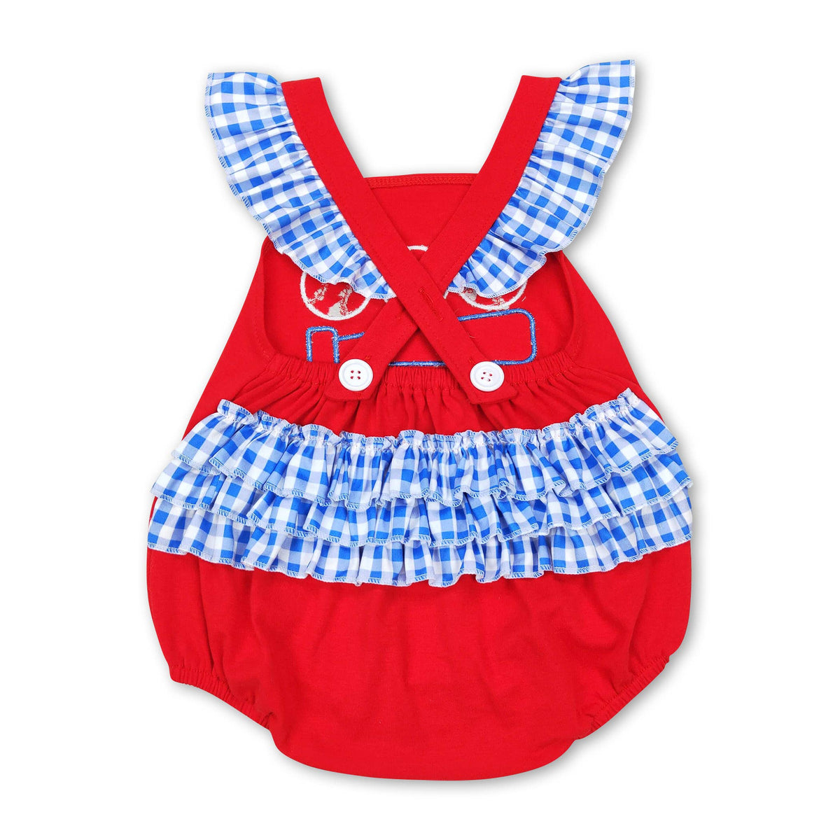 Red baseball shirt plaid shorts kids boys outfits